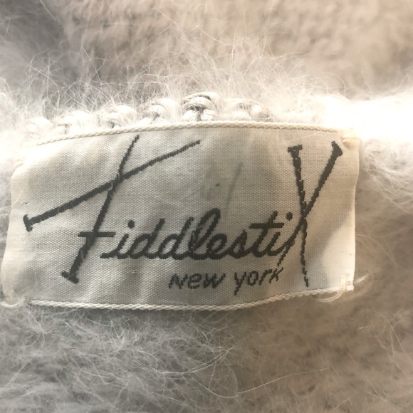 Vintage ‘80s Fiddlestix Cropped Soft Fuzzy Blue Gray Sweater Size Small - Picture 11 of 14